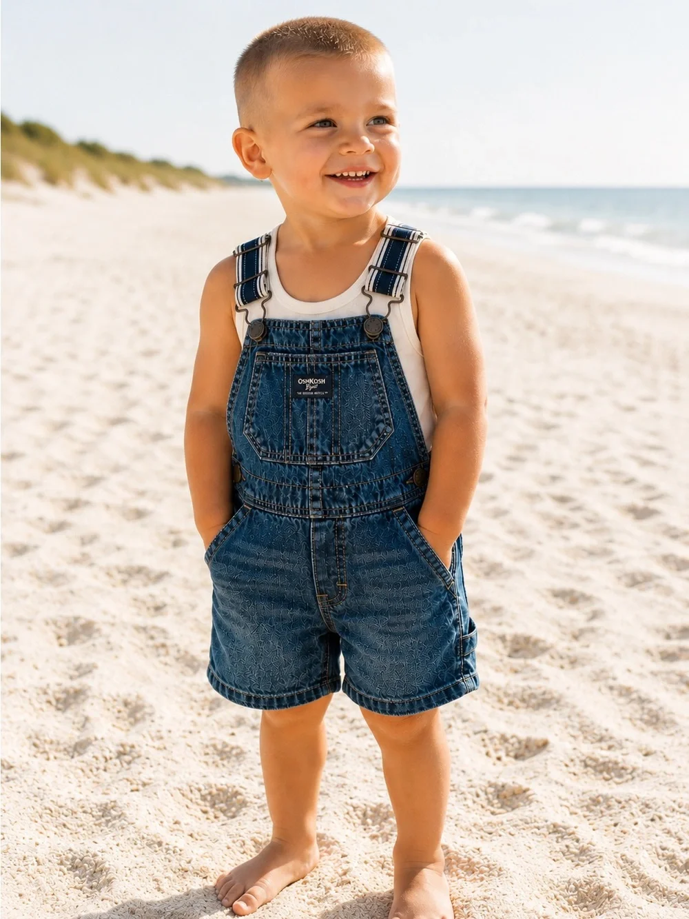 OshKosh B’gosh Denim Shortalls 2T Nautical Americana Toddler Boy‎ Shortalls